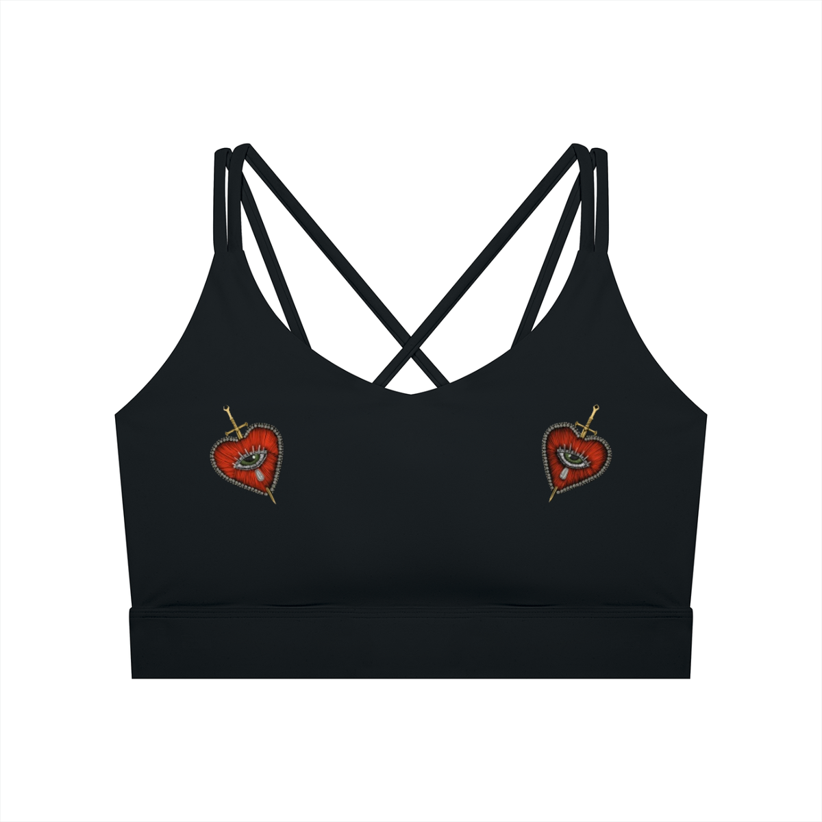Sacred Hearts Women's Lycra Cropped Yoga Sport Bra