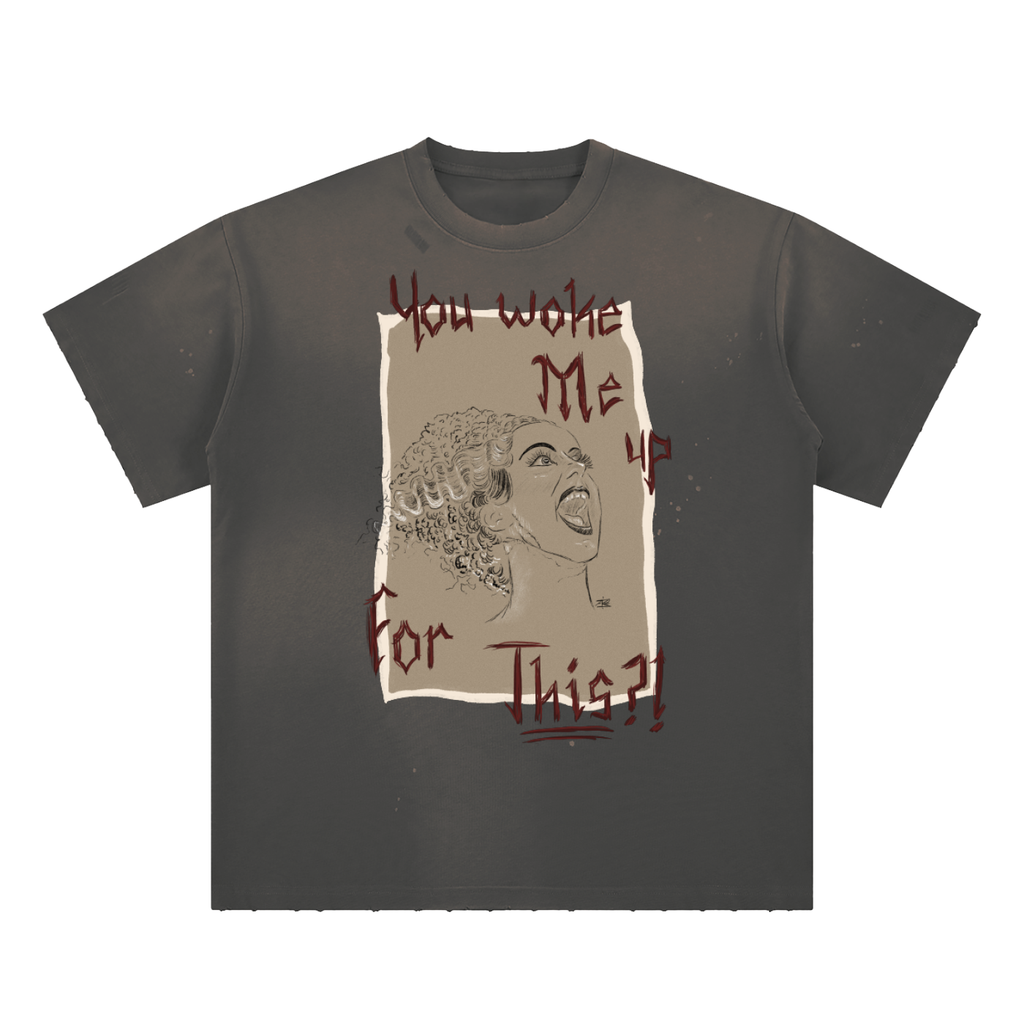 You woke me up for this?! Hand-Frayed Sunfade Paint Splatter T-Shirt