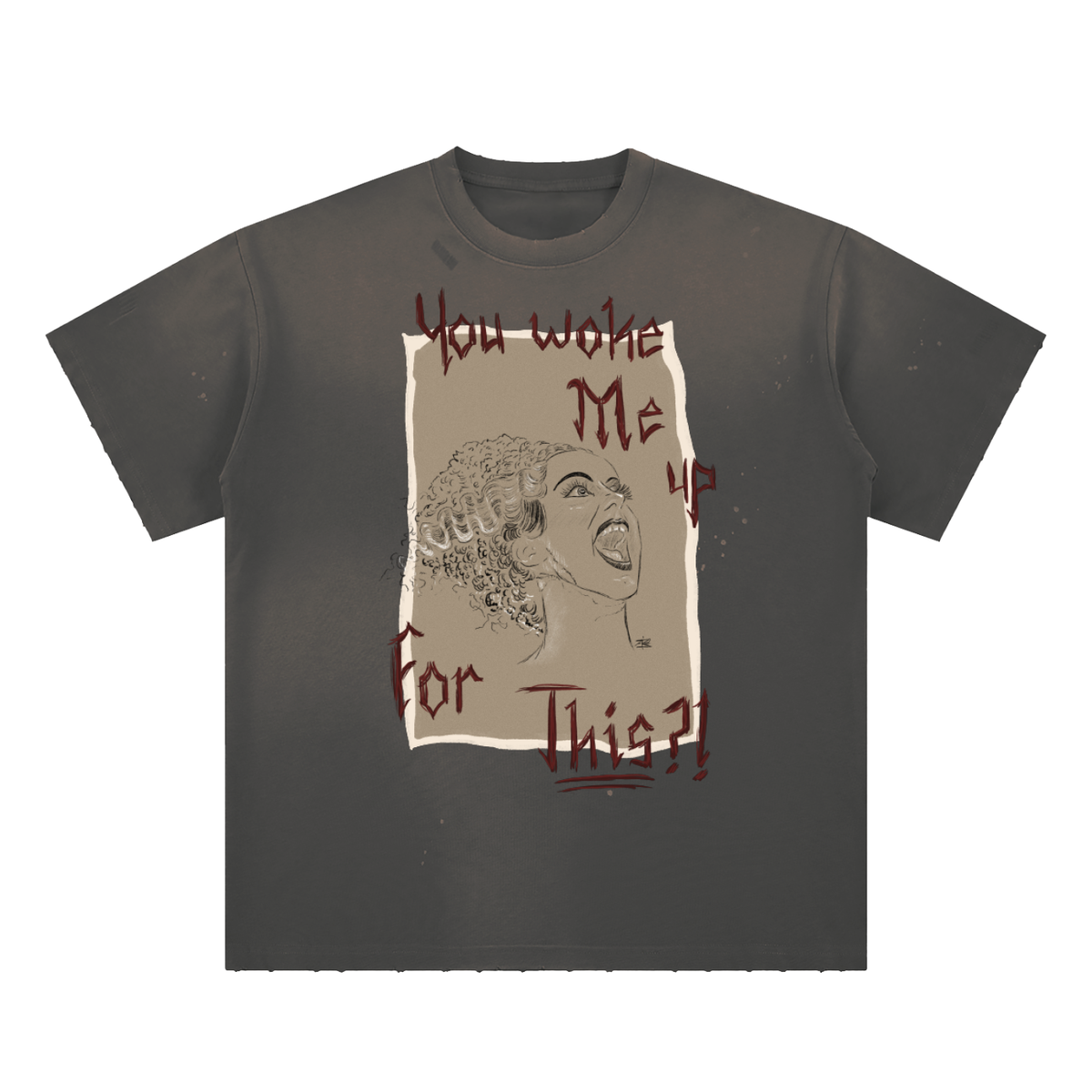 You woke me up for this?! Hand-Frayed Sunfade Paint Splatter T-Shirt