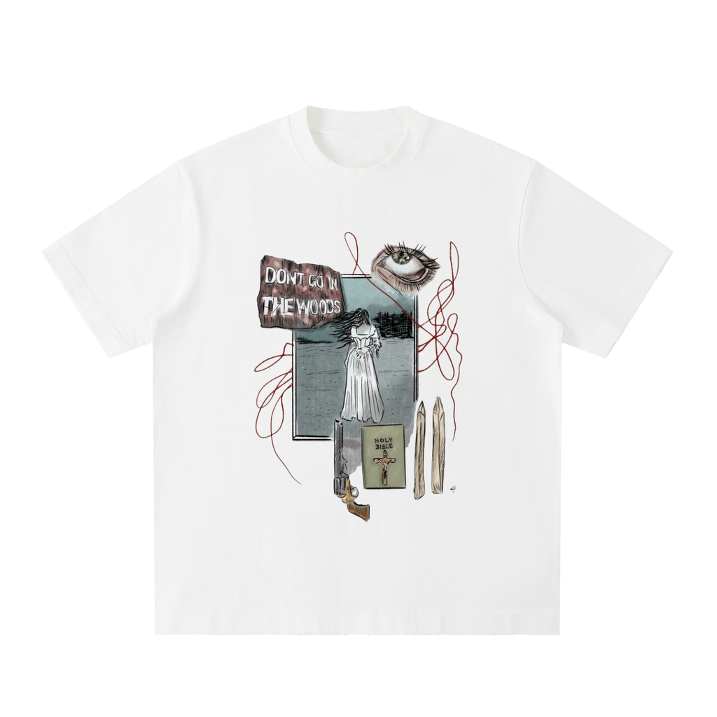 Don’t go into the woods Heavyweight Vintage Washed Frayed T-Shirt