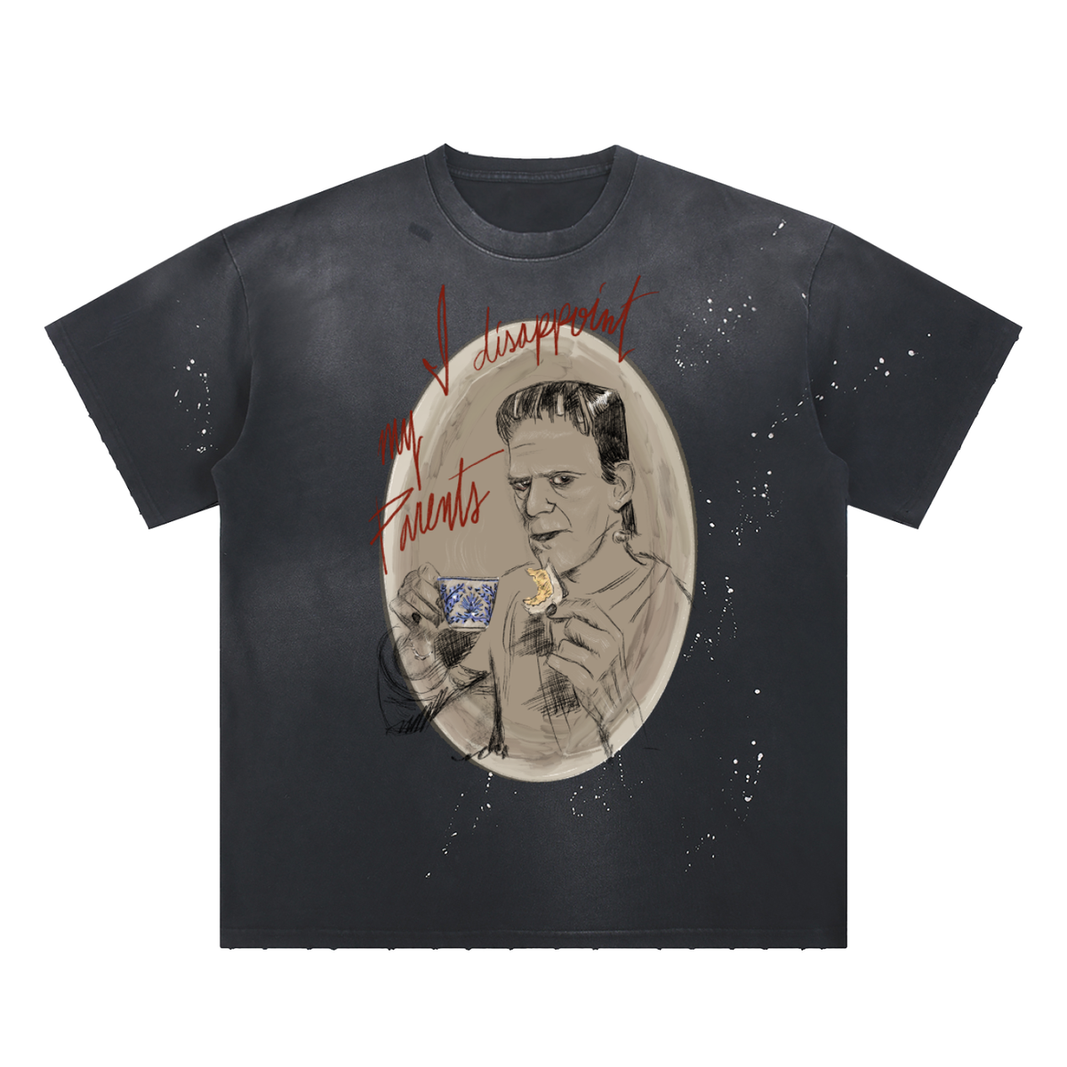 I disappoint my parents Hand-Frayed Sunfade Paint Splatter T-Shirt