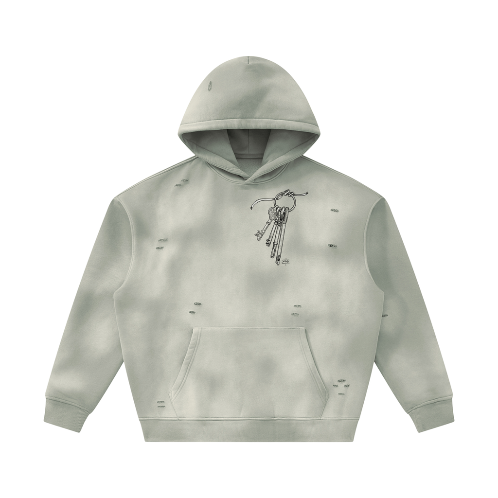 Night Circus Unisex Sunfade Frayed Fleece Hoodie