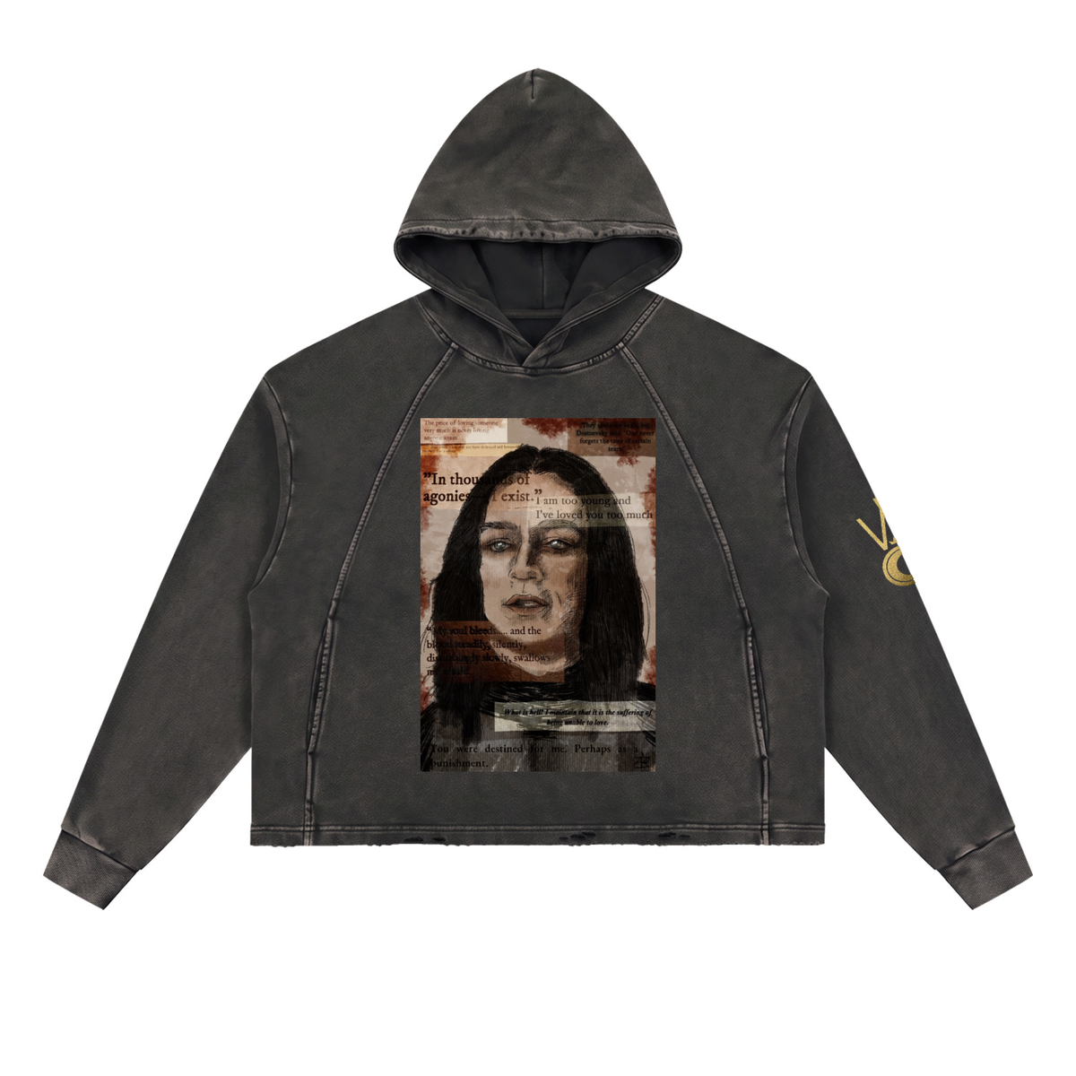 Dostoevsky Dracula Vintage Washed Frayed-Hem Hoodie