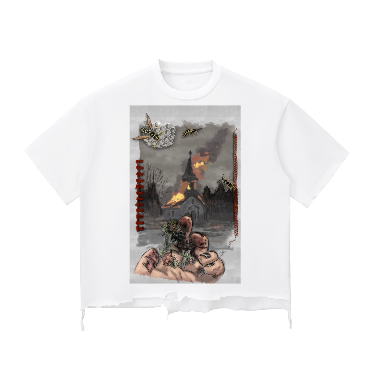 Come and take my hand Snow Wash Raw-Hem Boxy T-shirt