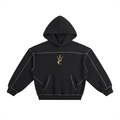 The Dance of the Harlequin Contrast-Stitched Boxy Fleece Hoodie