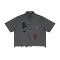 Master of the Macabre Unisex Distressed Plaid Boxy Shirt