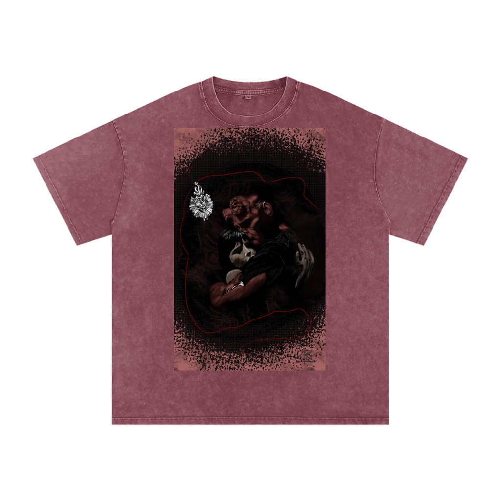 Sacred Heart Snow Washed Oversized Cotton T-Shirt