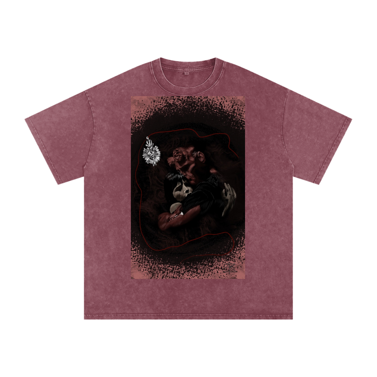 Sacred Heart Snow Washed Oversized Cotton T-Shirt