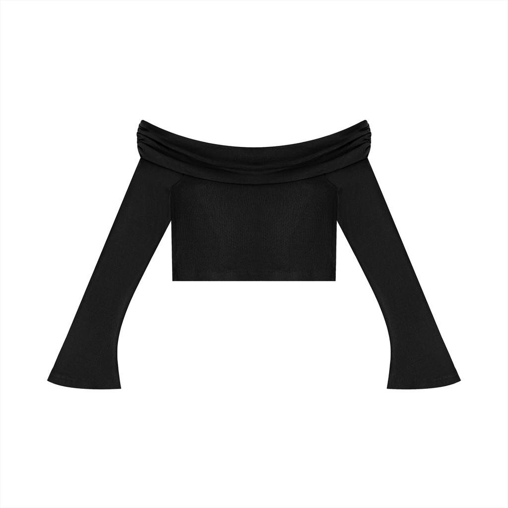 Gothic Spires Women's Off-the-Shoulder Bell Sleeve Crop T-Shirt