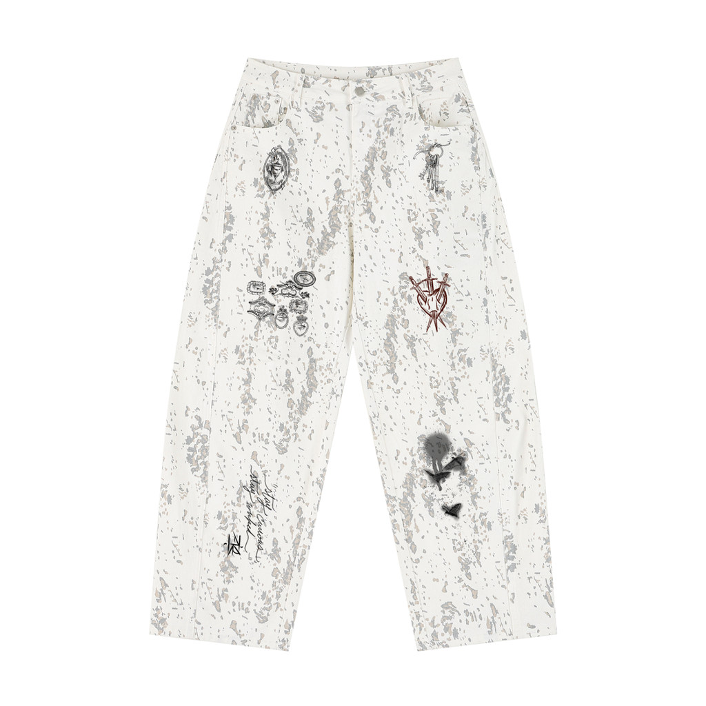 Lovers Women's Splatter Barrel Leg Jeans