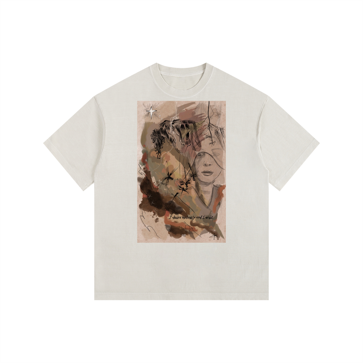 I desire violently Vintage Washed Oversized Cotton T-Shirt