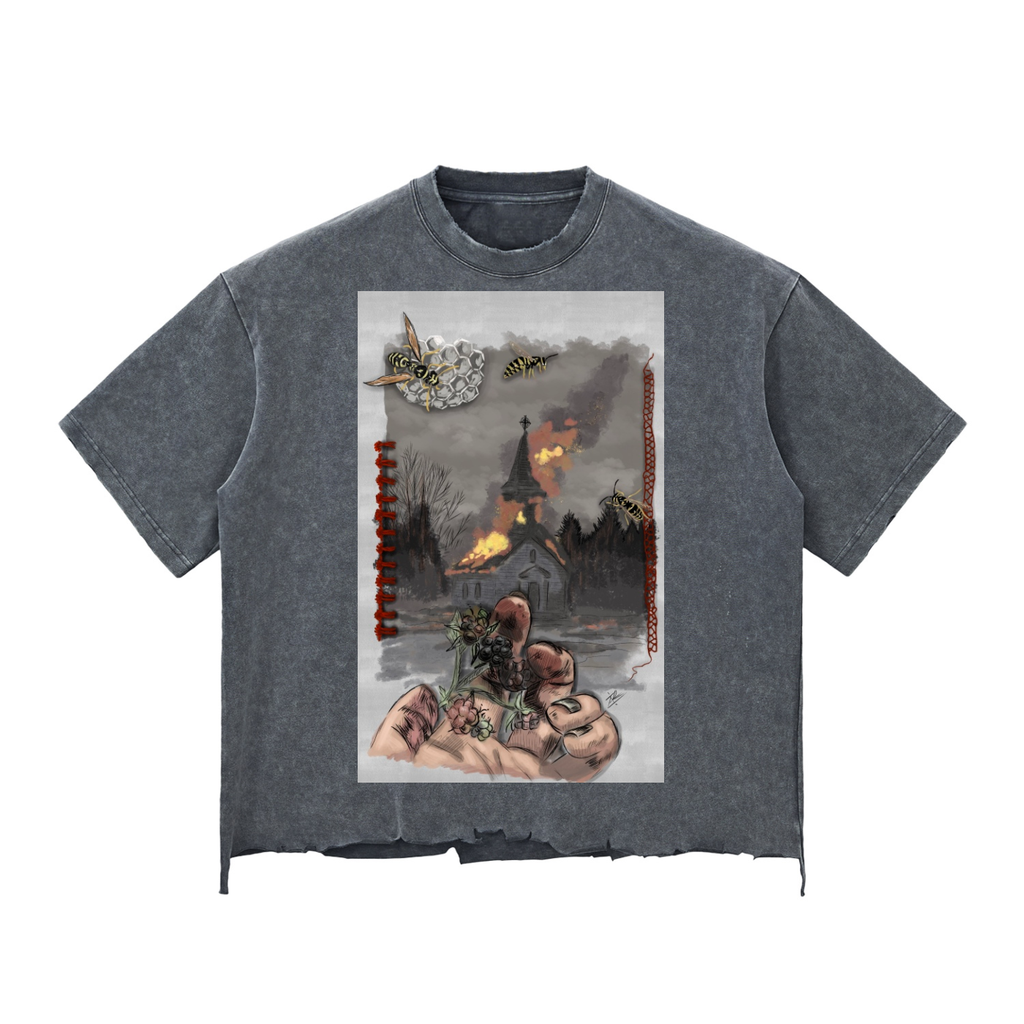 Come and take my hand Snow Wash Raw-Hem Boxy T-shirt