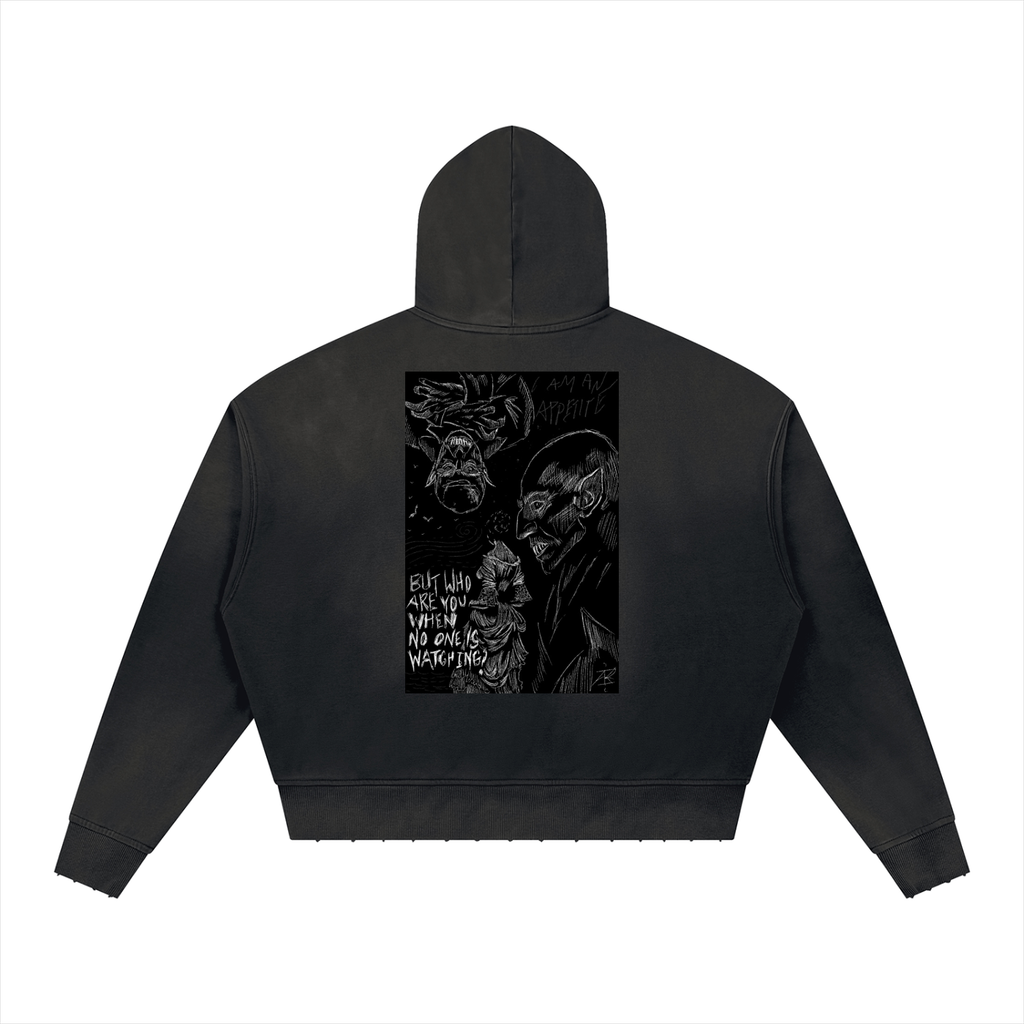 Who are You Unisex Sunfade Distressed Boxy Hoodie