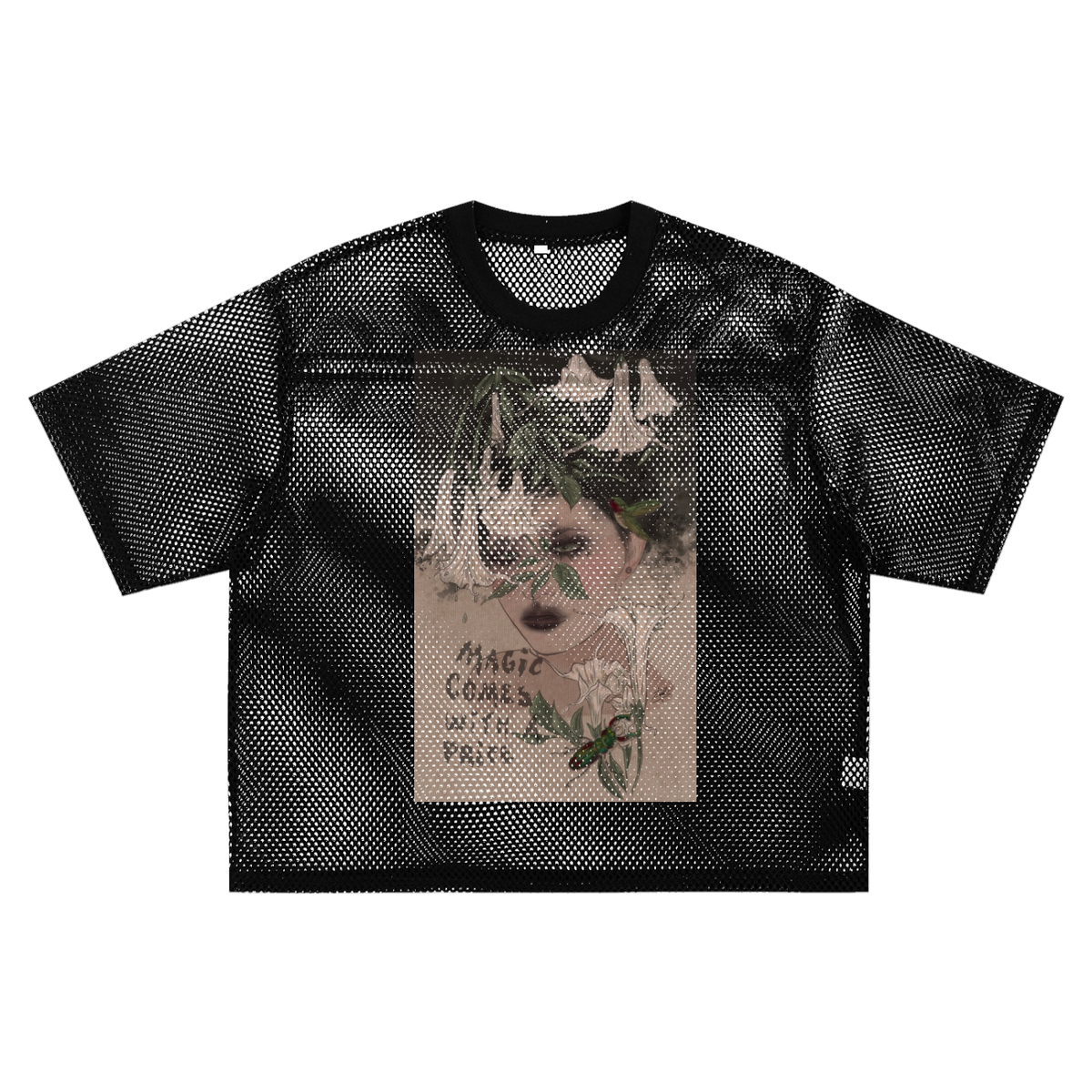 Magic comes with a price See-through Boxy Net T-Shirt