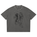 The Kiss Unisex Washed Boxy Studded T-Shirt