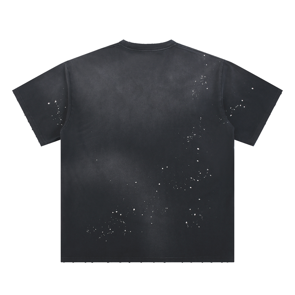 Who Are You Hand-Frayed Sunfade Paint Splatter T-Shirt