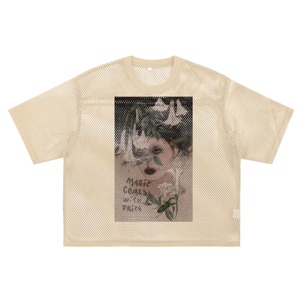 Magic comes with a price See-through Boxy Net T-Shirt