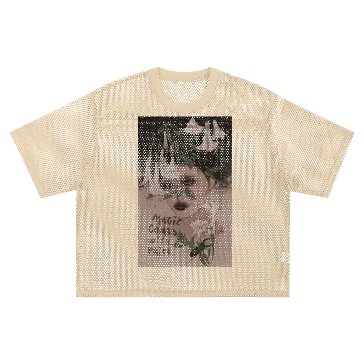 Magic comes with a price See-through Boxy Net T-Shirt