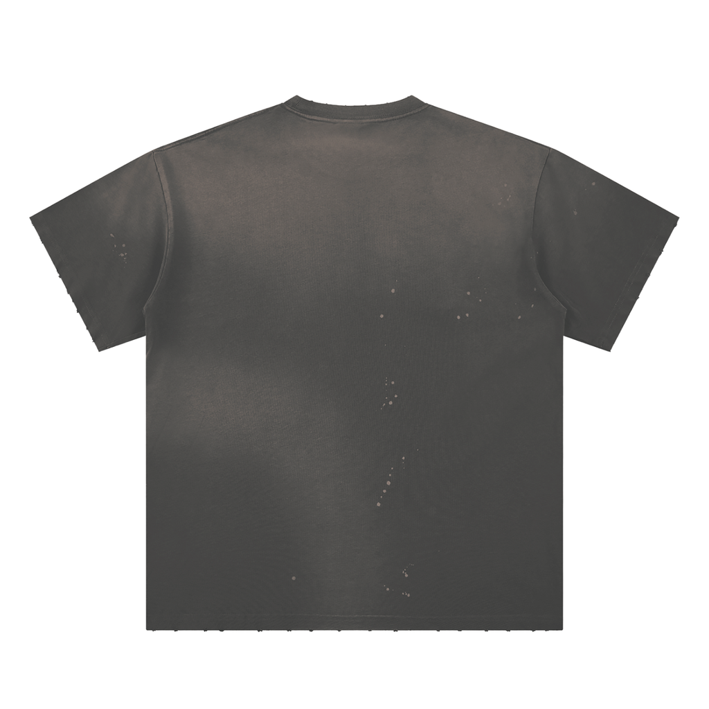 Burning desire Hand-Frayed Sunfade Paint Splatter T-Shirt