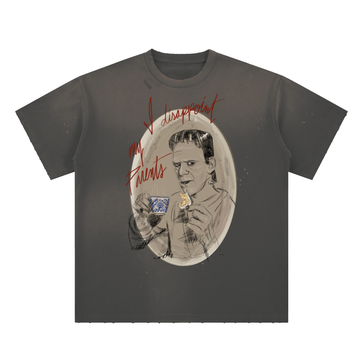 I disappoint my parents Hand-Frayed Sunfade Paint Splatter T-Shirt