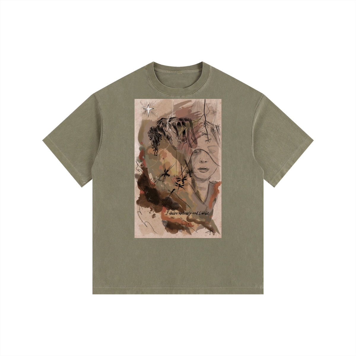 I desire violently Vintage Washed Oversized Cotton T-Shirt