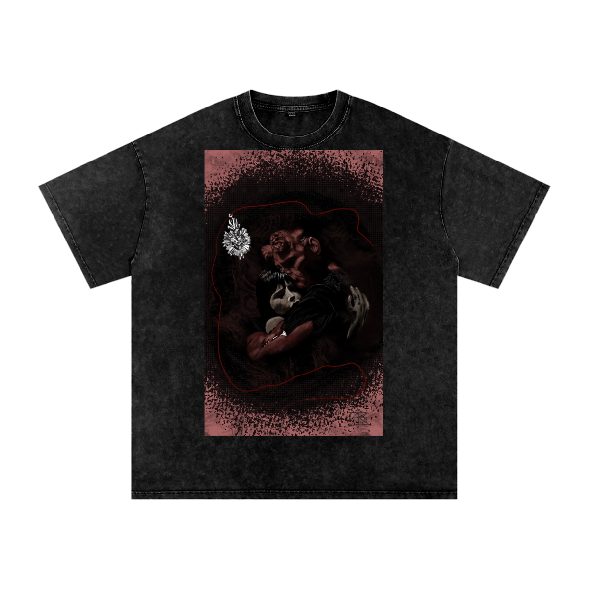 Sacred Heart Snow Washed Oversized Cotton T-Shirt
