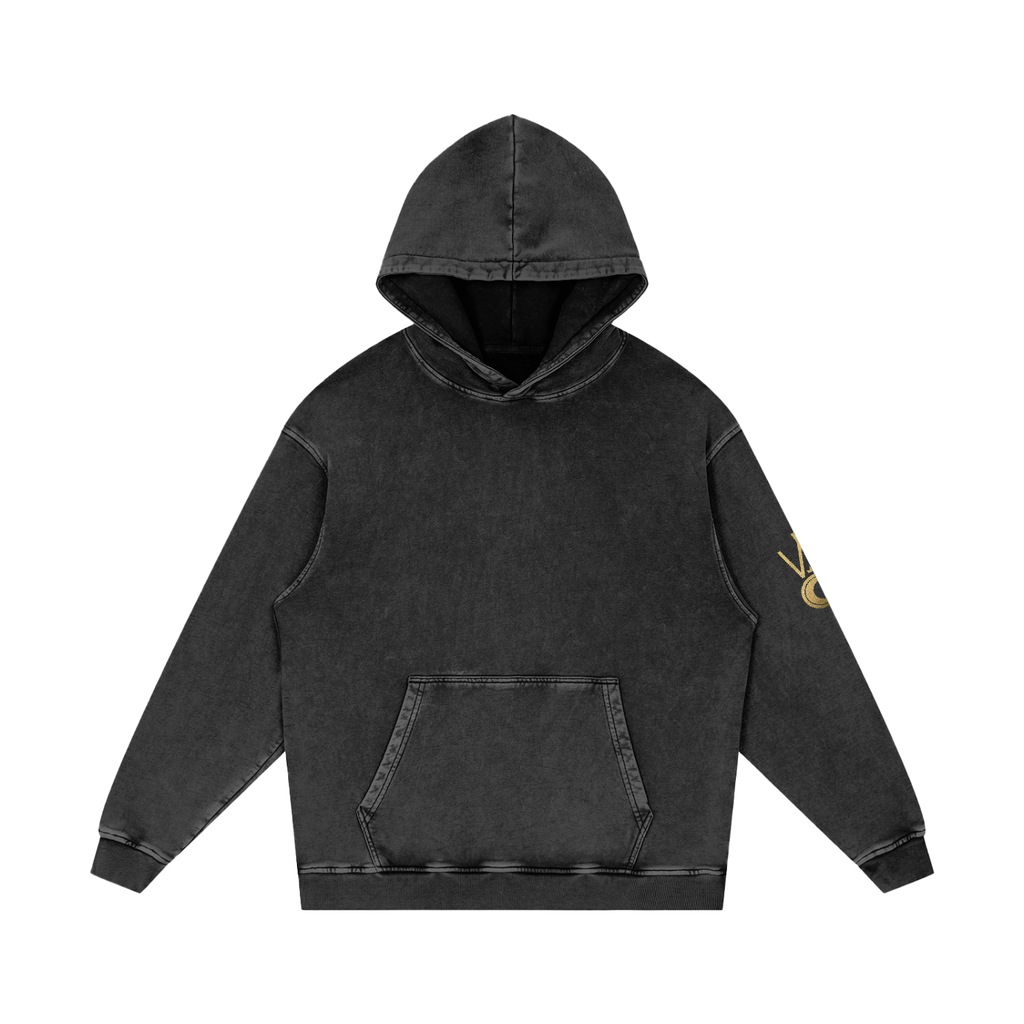 She is Orchids Snow Washed Loose Cotton Hoodie